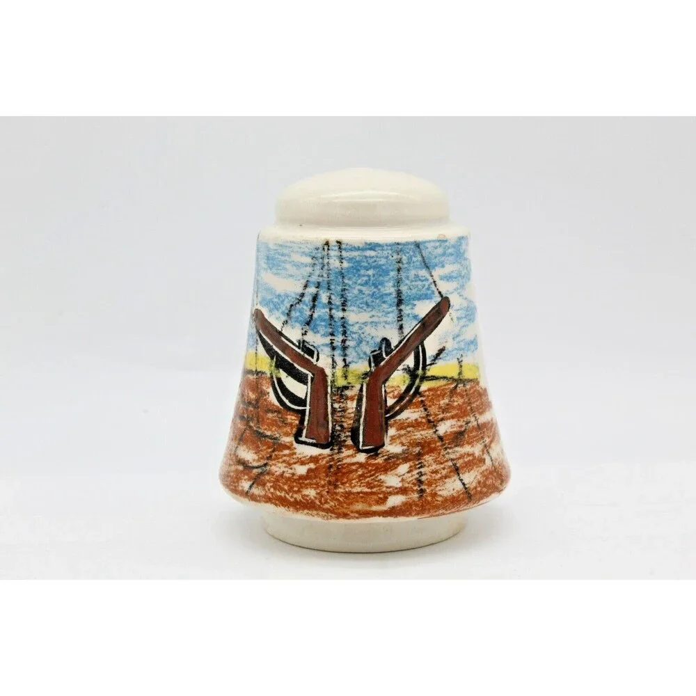Breakfast Set Folk Art Pirate Themed Tray Salt Pepper Jam Jar Vintage Jamaica